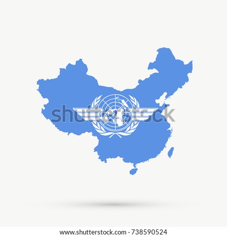 People's Republic of China map in ICAO (International Civil Aviation Organization) flag colors, editable vector.