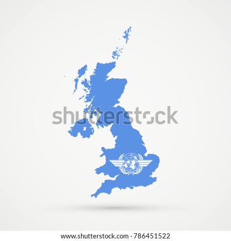 United Kingdom map in ICAO (International Civil Aviation Organization) flag colors, editable vector.