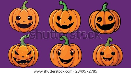 Cute and scary pumpkins for halloween, Pumpkin pack-set, Halloween graphic elements