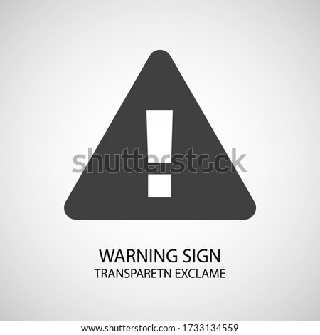 Caution triangle icon with transparent exclamation sign in flat style. Solid black fill vector illustration of danger and risk. Attention and important conceptual ui element.