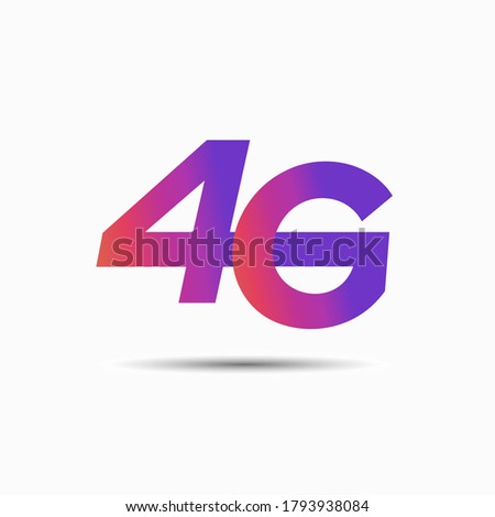 4g logo vector icon. 4 g network speed of wireless internet technology. Broadcast symbol concept. Wifi broadband modern flat design for 4th generation of mobile internet. Orange and purple gradient V1
