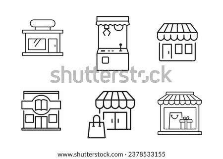 Sketch line flat design of commerce. set of store line icons. Growth of business. Fully editable