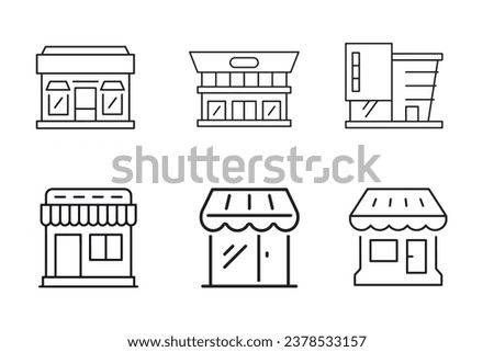 Set of shop line icons. contains such Icons as, supermarket, shopping mall, hypermarket and store. Vector illustration. Growth of business