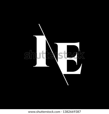 Initial Letter IE Monogram Sliced. Modern logo template isolated on black background