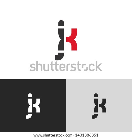 Letter jx linked lowercase logo design template elements. Red letter Isolated on black white grey background. Suitable for business, consulting group company.