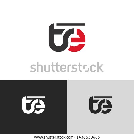 Letter te linked lowercase logo design template elements. Red letter Isolated on black white grey background. Suitable for business, consulting group company.