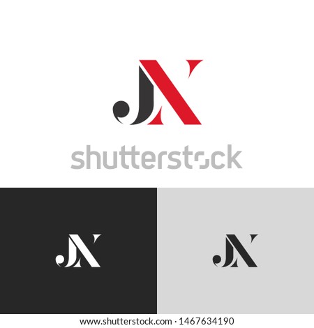 Initial Letter jx uppercase modern logo design template elements. red letter Isolated on black white grey background. Suitable for business, consulting group company.