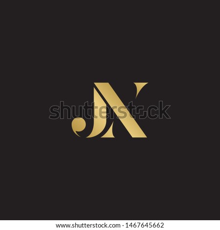 Initial letter jx uppercase modern logo design template elements. Gold letter Isolated on black  background. Suitable for business, consulting group company.