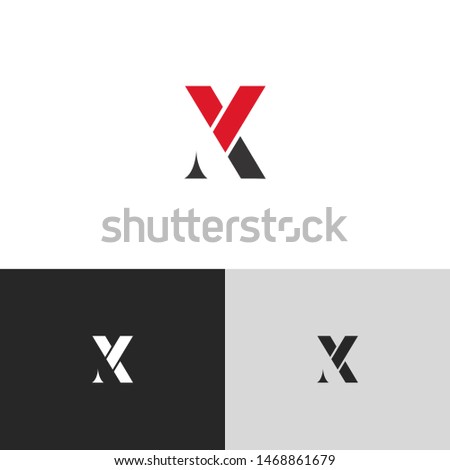 Initial Letter nv uppercase modern logo design template elements. red letter Isolated on black white grey background. Suitable for business, consulting group company.