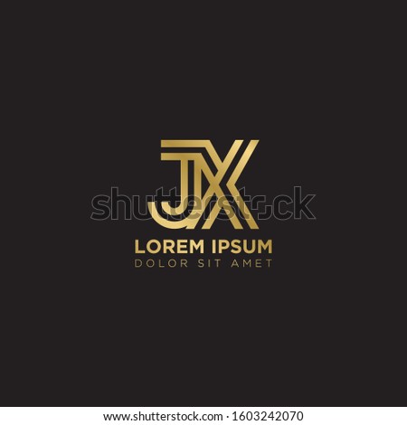 Initial Letter JX linked uppercase overlap modern gold logo vector design template. Suitable for business, consulting group company.