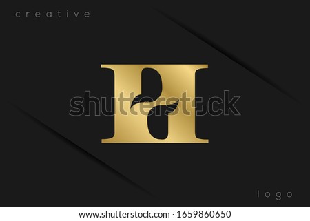 Gold Monogram Initials Uppercase Letter P H PP PHP logo design vector