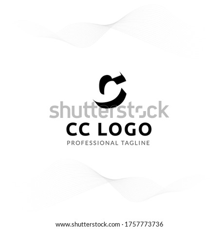 Vector Uppercase Letter CC Negative Space Logo Design Template. 