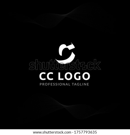 Vector Uppercase Letter CC Negative Space Logo Design Template. 