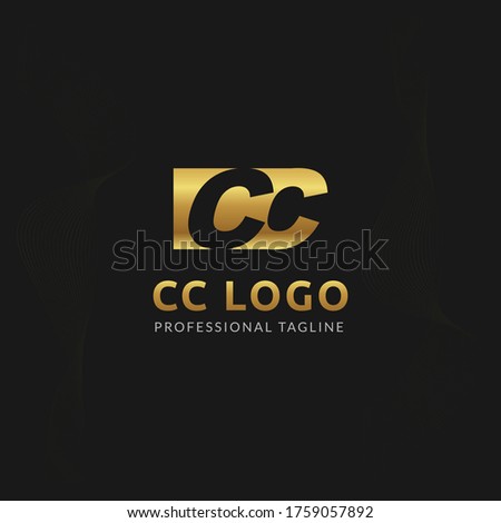Vector Uppercase Letter CC Negative Space Logo Design Template. 