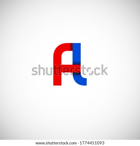 Vector Initial letter fl lowercase linked red blue logo isolated on white background. Modern design. Stock fotó © 