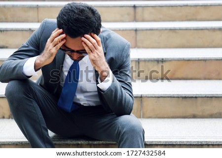 Similar – Image, Stock Photo Depressed man in suit in luxury room