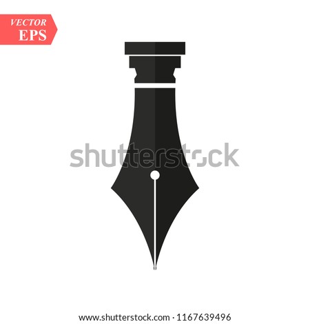 Fountain pen nib or tip for writing flat vector icon for apps and websites eps10