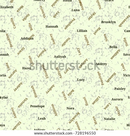 Seamless texture from famous woman's names. Valentines day. Girl name seamless vector.