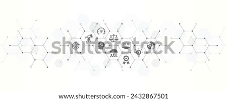 Cora values banner with the website icons and symbol of management vision integrity corporate business ethics company mission statement and industry standard vector illustration