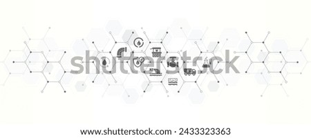 Clean water banner with the website icons and symbol of drinking water sanitation technology water testing and quality sewage treatment facility filtration and purification vector illustration