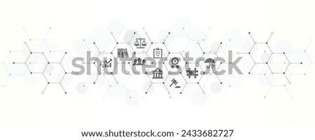 Compliance banner with the website icons and symbol of ethical management core values compliance policy corporate emission vector illustration with technology background