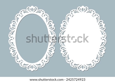 Laser cut oval frame template, lace border