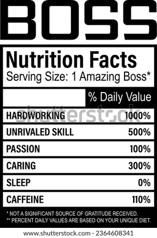 Boss Nutrition Facts T-shirt Design