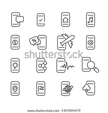 Set of  Smartphone function icon. Mobile symbol isolated on white background