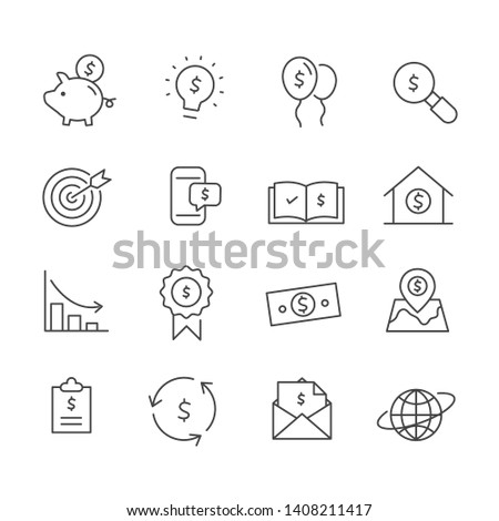 Set of marketing icon. Business analysis concept outline isolated on white background