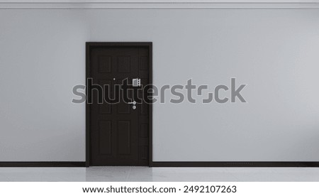 handle on steel door in mint green with traces of rust