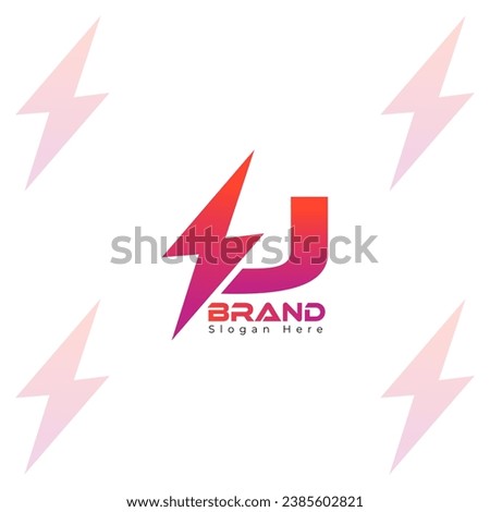 Creative Power Letter J Logo Template Design, Gradient Color Logo. Modern Minimal Letter J Logo Design Template. j Power Flash Icon. Bolt Electricity Technology 