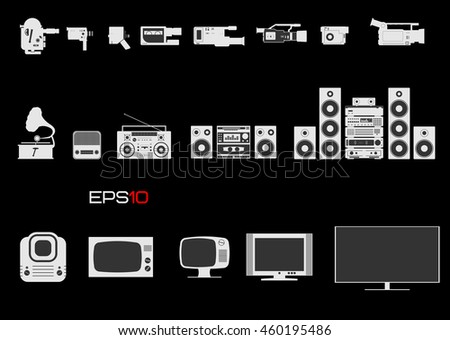 Evolution of video cameras, audio systems and televisions. How changed professional hd cameras, hi-fi and home audio systems and TV screens.