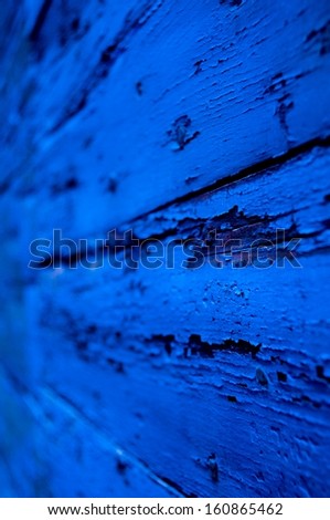 Blue painted oak planks