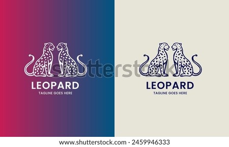 Leopard icon symbol cougar, jaguar head, cat tiger animal logo template image illustration