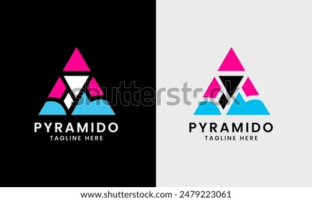 Pyramid logo icon, pyramid shape design hill forest sample modern creative pyramid 