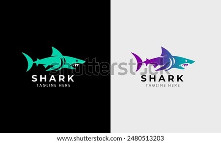 Shark icon, shark fish logo design sample idea, sea ocean water shark underwater blue natural animal