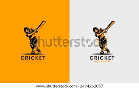 Cricket logo icon, wicket ball bat tournament sport batsman baller champion symbol