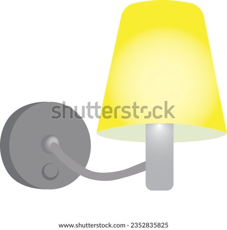 Illustration wall sconce with yellow lampshade