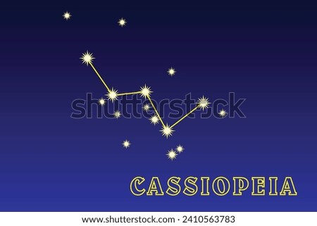 Constellation Cassiopeia. Constellation Cassiopeia. Constellation of the Northern Hemisphere of the Sky. The brightest stars of Cassiopeia form a figure similar to the letters 