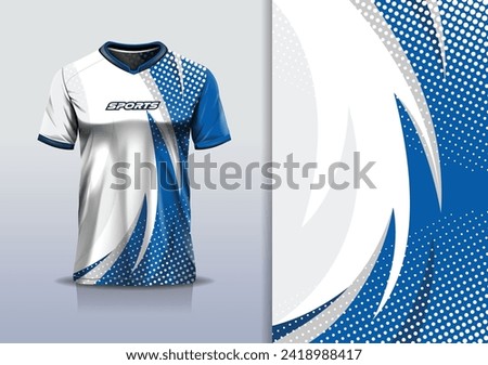 Sport jersey design template mockup curve line for football soccer, racing, running, e sports, blue white color