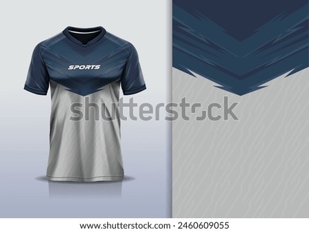 T-shirt mockup with abstract stripe line jersey design for football, soccer, racing, esports, running, in gray color