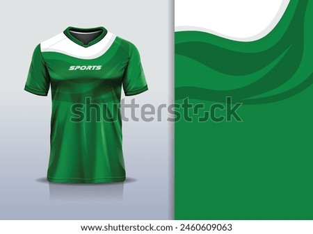Sport jersey template mockup wave abstract design for football soccer, racing, gaming, running, green white color
