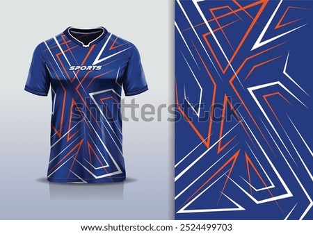 Sport jersey design template mockup sharp line for football soccer, running, esports, blue navy red color