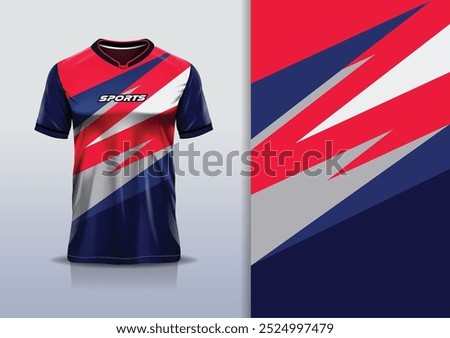 Sport jersey design vector template mockup sharp line for football soccer, running, esports, blue red gray color