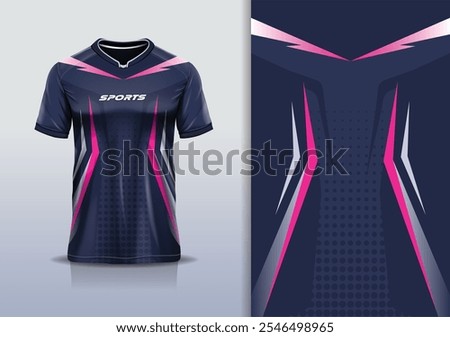 Sport jersey design template mockup sharp line for football soccer, running, esports, pink white color