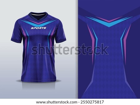 Sport jersey design template mockup sharp line for football soccer, running, esports, pink blue color