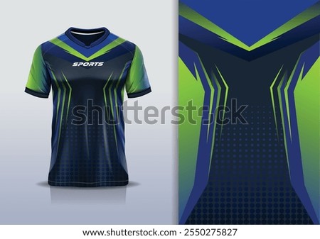 Sport jersey design template mockup sharp line for football soccer, running, esports, green blue color