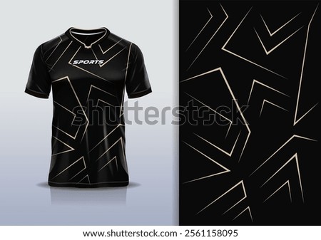 Sport jersey design template mockup sharp line for football soccer, running, esports, black gold color