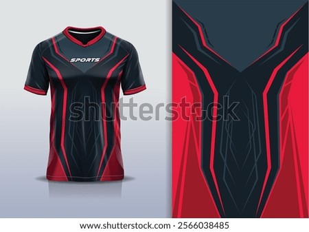 Sport jersey design template mockup sharp line for football soccer, running, esports, red black gray color