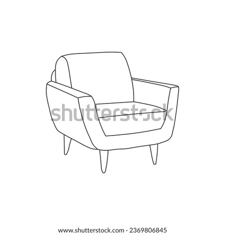 Sofa, Simple Outline Illustration, Isolated Vector